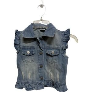 Boutique Little Girls Denim Button Short Sleeve Jean Vest Size 5 Western